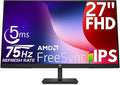 HP V27i G5 27 Inch Full HD Desktop PC Monitor 75Hz AMD FreeSync Low Blue Light Mode Anti-Glare VESA Mountable Tilt Adjustment HDMI VGA DisplayPort Laptop Computer Display Black (Renewed)
