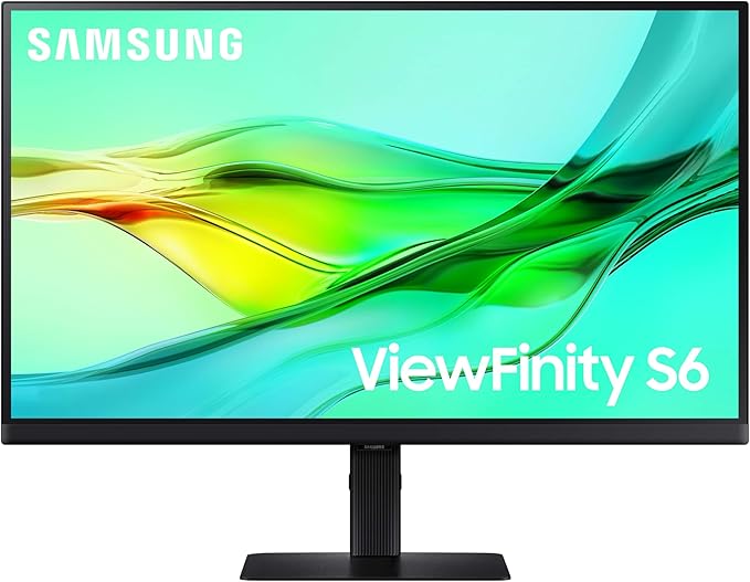 SAMSUNG 27 ViewFinity S6 (S60UD) Series QHD High Resolution Computer Monitor 100Hz HDR10 USB-C Built-In LAN Port Daisy Chain Support Easy Setup Height Adjustable Stand LS27D606UANXGO 2024