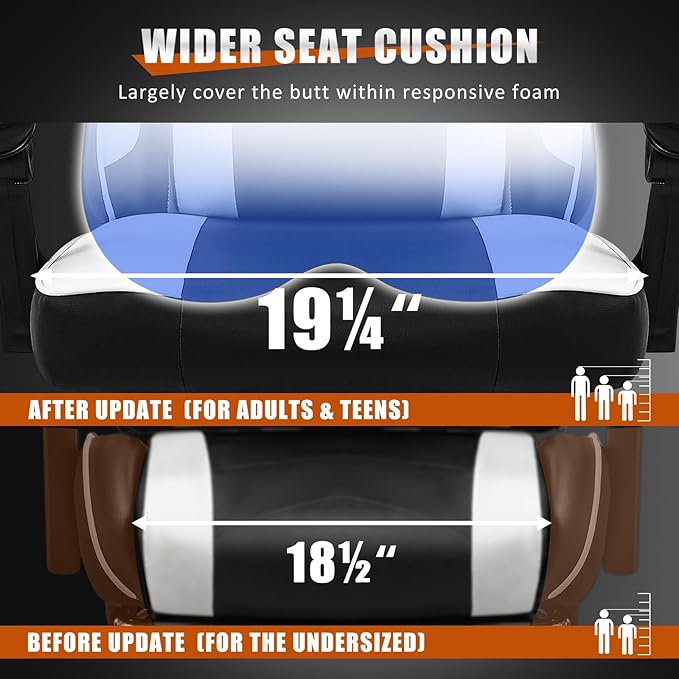 Gaming Chair with Footrest Reclining Video Game Chairs for Adults with Lumbar Support Linkage Armrests Ergonomic Computer Chair for Gaming or Office PU Black-White