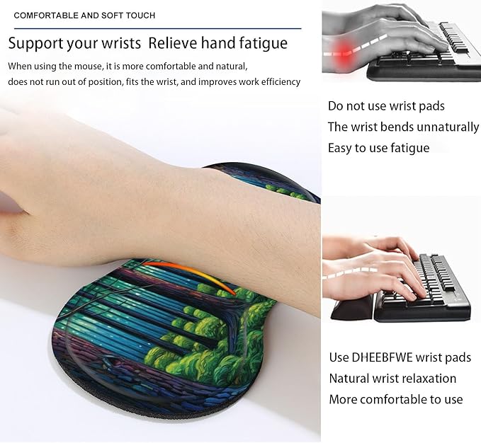 Keyboard Mouse Pad SetLarge Desk Pad+Keyboard Wrist Rest+Mouse Pad Wrist Support+CoasterEasy Typing Pain Relief Non-Slip Mousepad Wrist Support Mousepad Set Home OfficeVan Gogh Forest