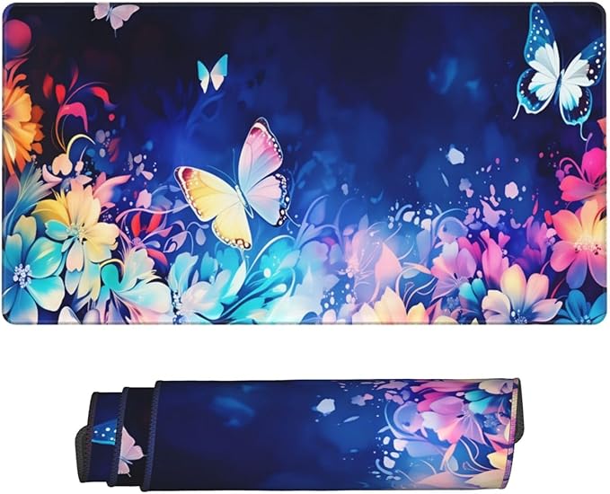Butterflies Desk Cover MatExtended Large Mouse PadComputer Laptop Mat Desk Decor for Office Game Home 30x16 Inch