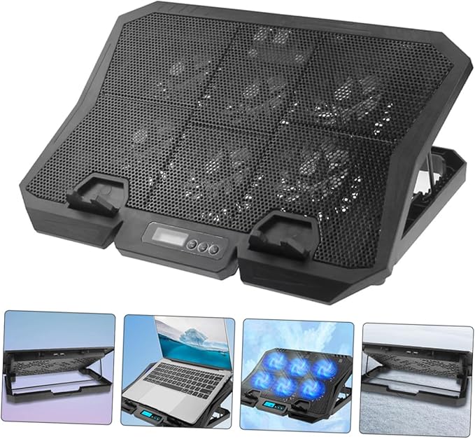 Laptop Cooling Stand 15.6 Inch Quiet Fan Cooler with Adjustable Speed and Blue LED for Laptops PC Cooling Pad Suitable for Home and Office Use