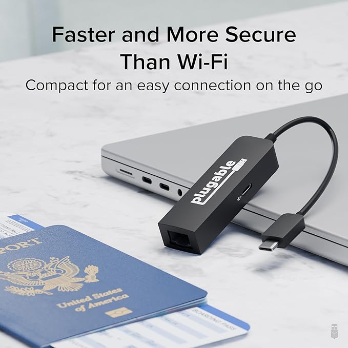 Plugable USB C to Ethernet Adapter 2.5Gb with 100W USB-C PD Charging 2.5 Gigabit Type C USB Ethernet Adapter for Windows MacBook Chrome iPad Surface XPS Thunderbolt 4 USB4 (USBC-E2500PD)