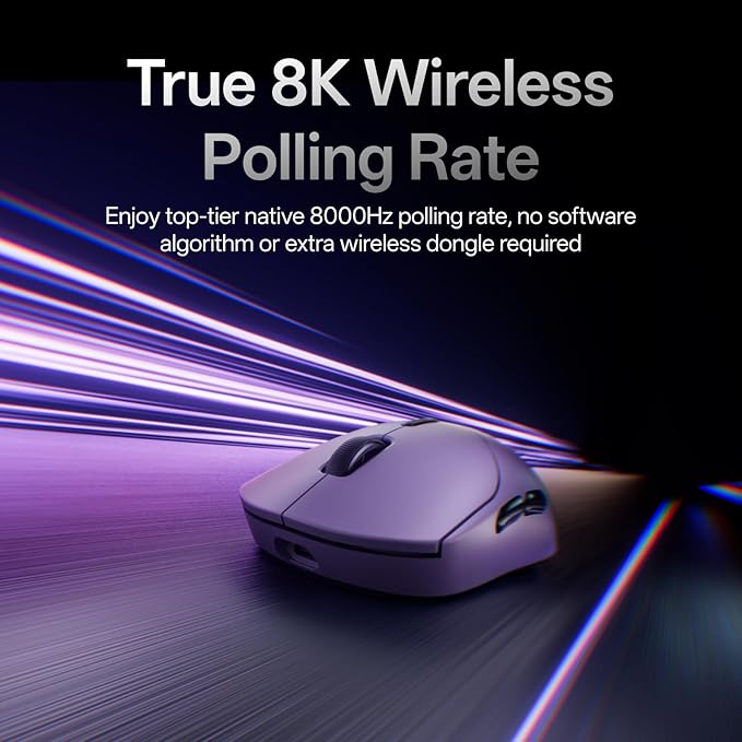 Rapoo VT2 Wireless Gaming Mouse True 8K Wireless Polling Rate 53g Lightweight Up to 750 Hr Battery Nordic nRF54L15 MCU 100-Million Mechanical Switch 10 Programmable Buttons Macro Enabled