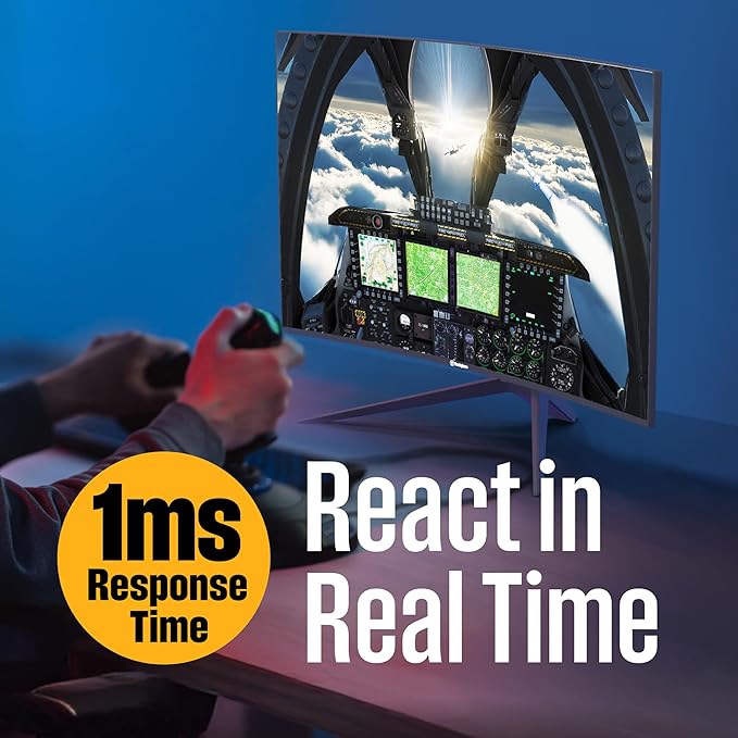 Westinghouse 24 Inch Curved Full HD Gaming Monitor 165Hz AMD FreeSync Support Low Motion Blur 1500R Curve 1920 x 1080 for PC Games with Built in Speakers DisplayPort HDMI