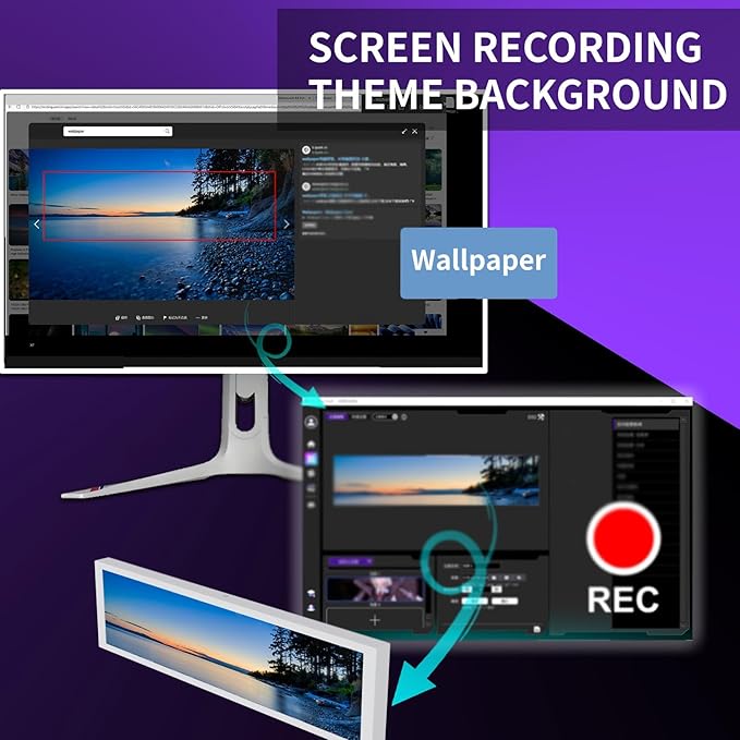 9.2 PC Sensor Panel Secondary Display for CPU GPU Monitoring with Dynamic Video Themes 1920x462 Resolution Type C Powered for 10/11 (White)