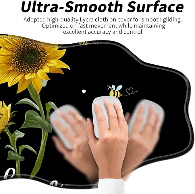 Sunflower Desk Mat Mouse Pad 35.4X15.7 XL Extended Mousepad Huge Mouse Pads with Stitched Edges Desk Pad for Work Game Office Home