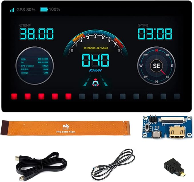 waveshare for Raspberry Pi/Jetson Nano/Windows/PC 7inch IPS Capacitive Touch Display 1024x600 Integrated Thin and Light LCD Support Windows/Linux/Android