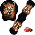 Mouse Wrist Rest and Keyboard Wrist Rest Pad+ Coaster Set Non-Slip Rubber Base Smooth Surface Ergonomic Gaming Mouse Pad for Easy Typing and Pain Relief Camo Tree Deer