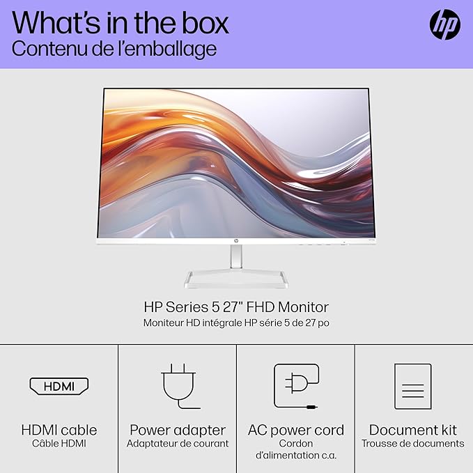 HP Series 5 27 inch FHD Monitor Full HD Display (1920 x 1080) IPS Panel 99% sRGB 1500:1 Contrast Ratio 300 nits Eye Ease with Eyesafe Certification 527sa (2024)