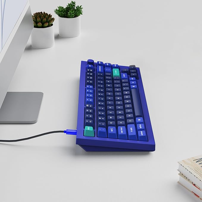 Keychron Q1 RGB Wired Custom Mechanical Keyboard Knob Version 75% Layout QMK/VIA Programmable with Hot-swappable Gateron G Pro Brown Switch Double Gasket Compatible with Mac Windows Linux (Blue)