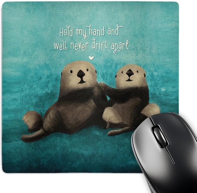 3dRose - Noonday Design - Animals - Two sea Otters Holding Hands in The Ocean - Mouse Pads (mp-281739-1)