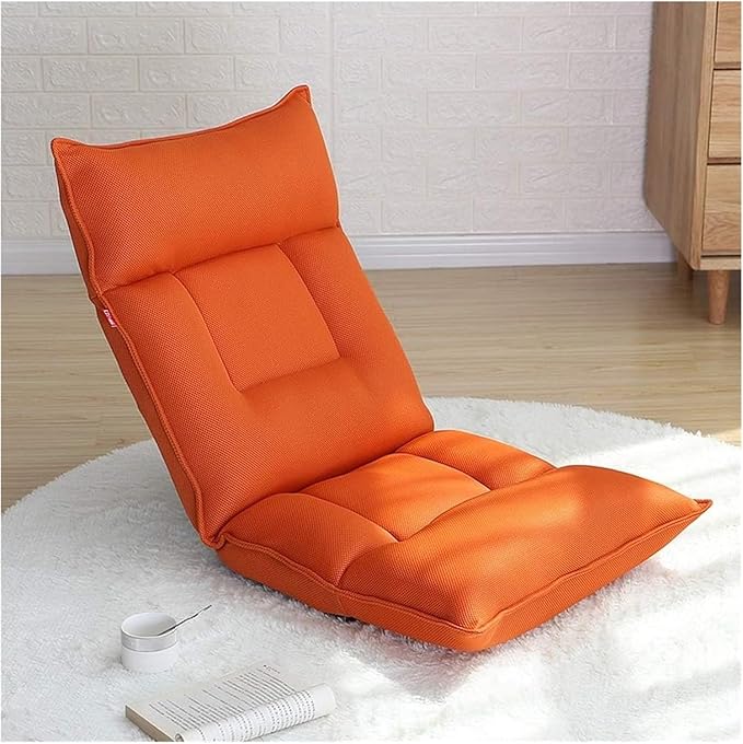 ELEFOCUS Folding Sofa Chair Folding Floor Chair Adjustment Bay Window Chair Removable and Washable Lounger Sofa Cushion(Orange)