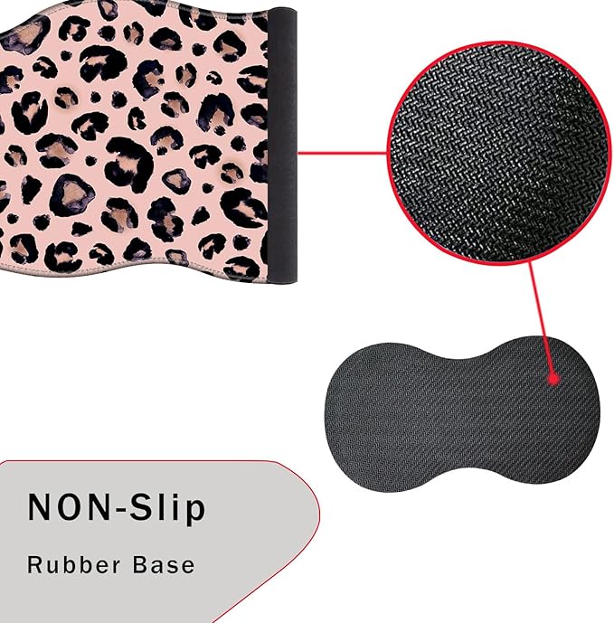 Mouse Pad with Wrist Support + Desk Mat + Coaster 3 in 1 Set XXL Large Gaming Mousepad Ergonomic Mouse Pads for Desk Computer Laptop OfficeCute Leopard