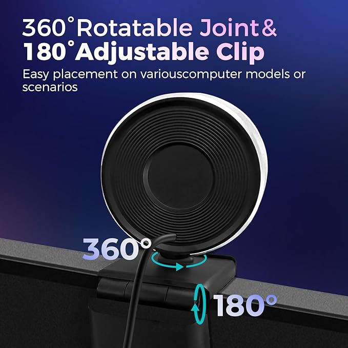 4K Webcam for PC with Microphone &amp Light &amp Privacy Cover Web Camera for Desktop Computer/Laptop/Monitor/Mac 4K UHD Sony Sensor PDAF Auto Focus Dual AI Noise-Cancelling Mics USB Camera