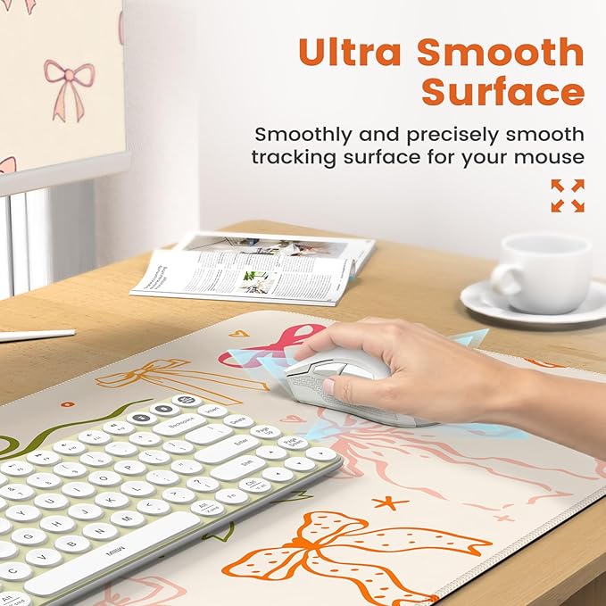 iCasso Desk Mat Large Mouse Pad Wrist Support Set XXL Large Mousepad + Keyboard Wrist Rest+Mouse Wrist Rest+Coastert with Ergonomic Design for Home Office Computer