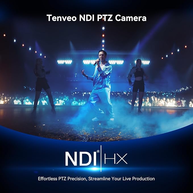 Tenveo 4K NDI PTZ Camera AI Auto-Tracking 20X Optical Zoom 3G-SDI USB3.0 HDMI LAN PoE IP Live Streaming for Church Worship Events Broadcast Video Conference YouTube OBS vMix Zoom Teams