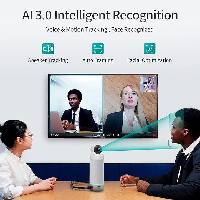 KanDao Meeting S - 1080P Video Conference Camera for PC/Mac/Desktop with Built-in Android System Face Recognition and Audio-Based Tracking Compatible with Teams Skype Zoom