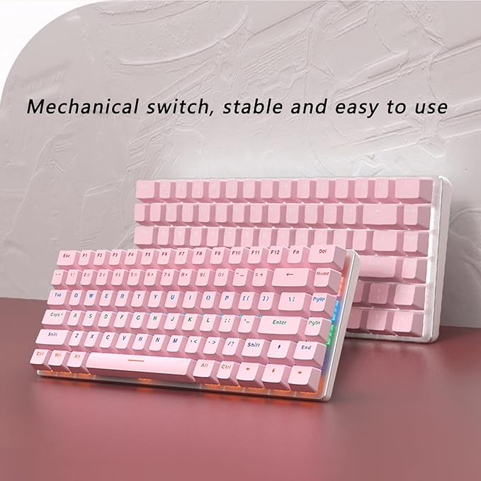 Restokki Mechanical Keyboard N Key Rollover 82 Keys Sensitive Red Switch Independent Wire Design PC Gaming Keyboards for Computer