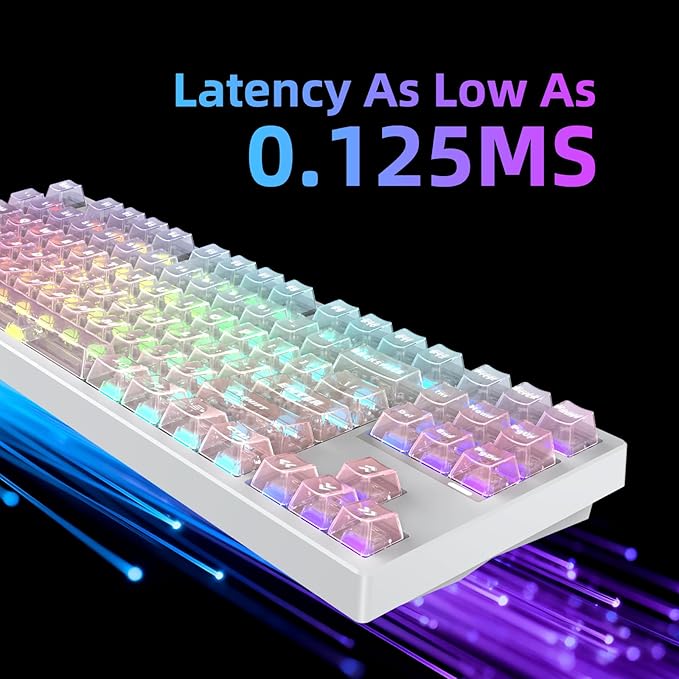 FE87 V2 Wired Mechanical Keyboard Dual 8KHZ Polling Rate Support SODC/Latency As 0.125MS/ARGBHot Swappable Gasket Sturcture Gaming Keyboard (White/White Snake Switch)