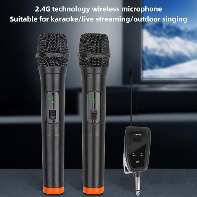 ZJchao Portable Cordless Microphone Dynamic Mic 2.4G Receiver Karaoke Online Live Streaming Outdoor Performances