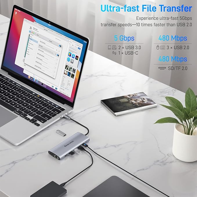 USB C Docking Station 14 in 1 with 2 HDMI 4K + DP 8K 3 Monitors Triple Display for Laptop/MacBook Pro/Air/HP/DELL/Lenovo USB C Hub Dongle Dock with USB 3.0 RJ45100W PD SD/TF Audio/Mic