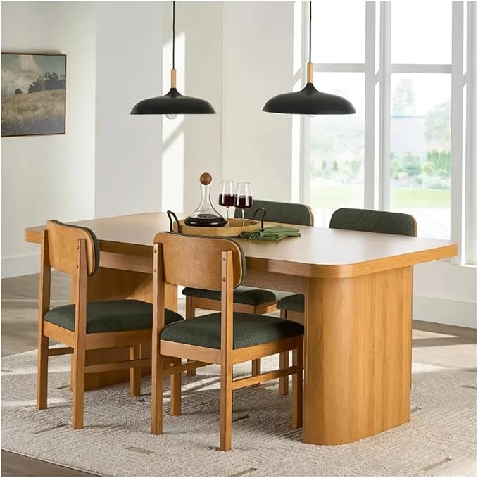 Adjustable Office Computer Chair with Armrest 1pcs Curved Backrest Solid Rubberwood Frame Dining Chairs Cream and OliveGreen Color(OliveGreen)