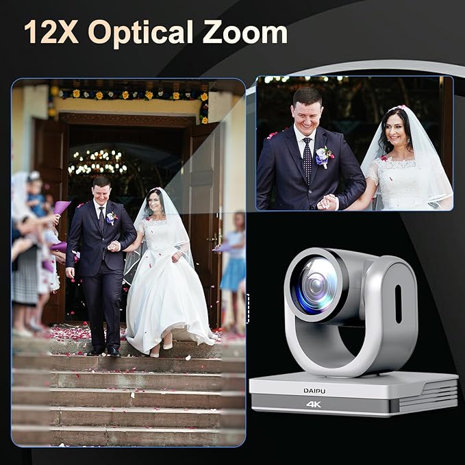 NDI PTZ Camera 4K HDMI USB LAN PoE AI Auto Tracking + PTZ Camera Controller for Church Live Streaming Video Conference Events Broadcast
