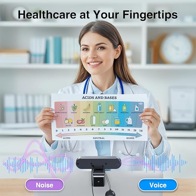 EMEET C980 PRO 3-in-1 4K Webcam with Microphone and Speaker 60°-98° Wide Angle Webcam w/ 4 Noise Cancel Mics 2 Speakers Fixed Focus Magnetic Privacy Cover Great for Group and Personal Video Calls