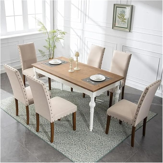 Adjustable Office Computer Chair with Armrest 1pcs Modern Stylish Fabric Upholstered High Backrest Kitchen Dining Chair with Nailhead Trim