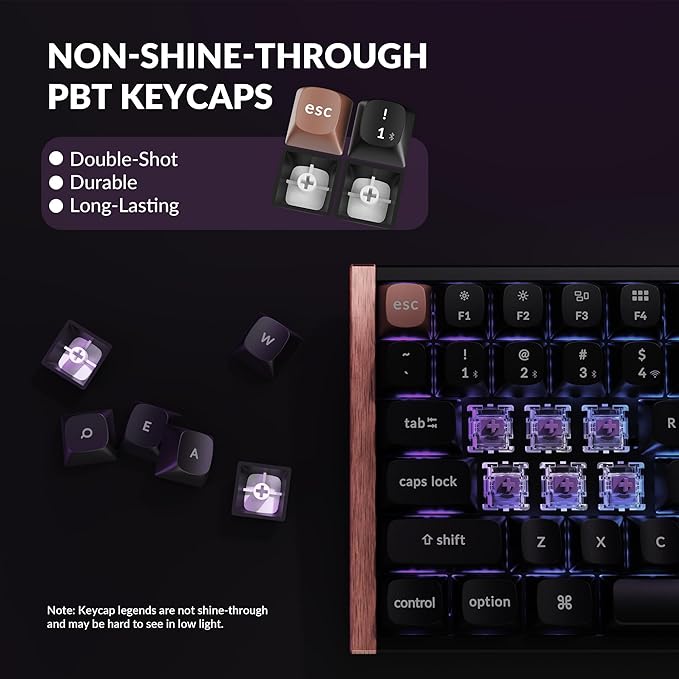 Keychron K2 HE Rapid Trigger Wireless Custom Keyboard with Hall Effect Gateron Double-Rail Magnetic Switch QMK 2.4 GHz Bluetooth 5.2 RGB Compatible with Mac Windows Linux (Aluminum + Wood)