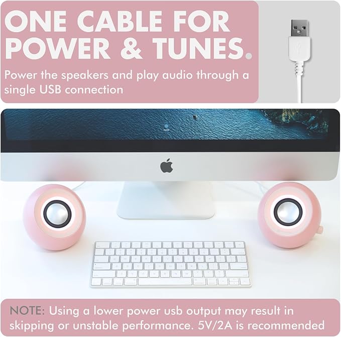 X9 Performance Pink Computer Speakers for Desktop PC with RGB Lighting Bluetooth USB and AUX - Triple Mode Connection Dual 2.25 Drivers for Work and Play Bluetooth Desktop Speakers for PC - Pink