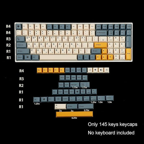145 Apricot Yellow Korean Dye-Sub Mac Keycaps Thick PBT Cherry Profile Key caps for TKL 61 64 68 75 87 96 104 108 GMMK MX Mechanical Keyboard
