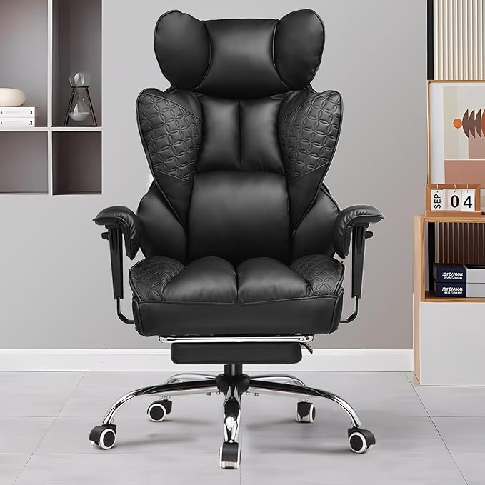 GTPLAYER Big and Tall Gaming Chair 400lbs Heavy Duty Office Chair with Footrest High Back Pocket Spring Lumbar Support Ergonomic Wide Comfy Seated Cushion for Lower Back Pain Relief Earth-Black