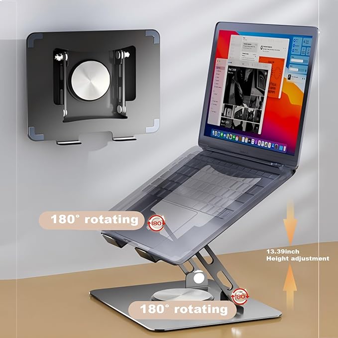 Laptop Pad 360 Rotating Laptop Stand 2 Adjustable Angle and 0-13 inches Tall Adjustable Cooling Pad Fits 10-17.3 laptops Pads
