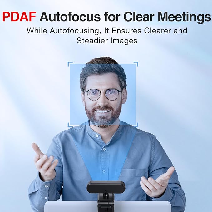 1080P Webcam with Microphone eMeet Nova AutoFocus HD Webcam 96°View Web Camera w/ 2 De-Noise Mics for Laptop/Desktop Plug &amp Play USB Streaming Computer Camera for Conference/Calling/Teaching/Ga