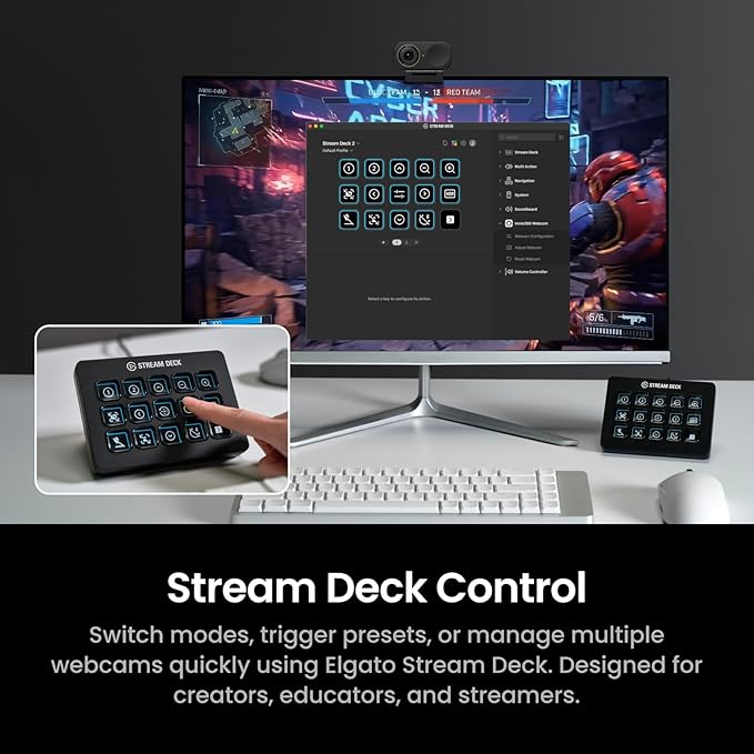 Insta360 Link 2C Pro – 4K Webcam for PC/Mac 1/1.3” Sensor Low-Light Auto Framing HDR Directional Noise-Canceling Mics Supports Stream Deck Zoom Teams Twitch for Streaming or Meetings