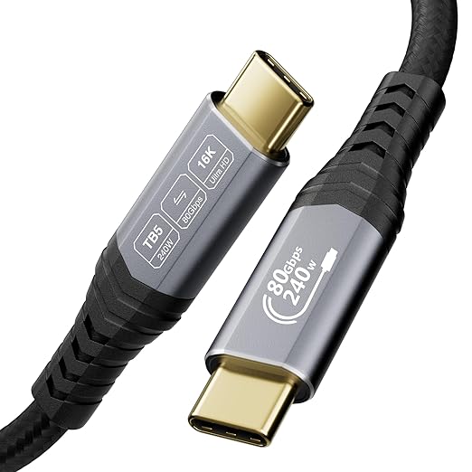 [80Gbps16K240W Thunderbolt 5 CableUSB4 Gen4 for Thunderbolt 416K@60Hz/Dual 8K@60Hz Video 240W for MacBook ProHubDockeGPULaptopsDisplay usbc to usbc Monitor Cable 6.6FT/2m