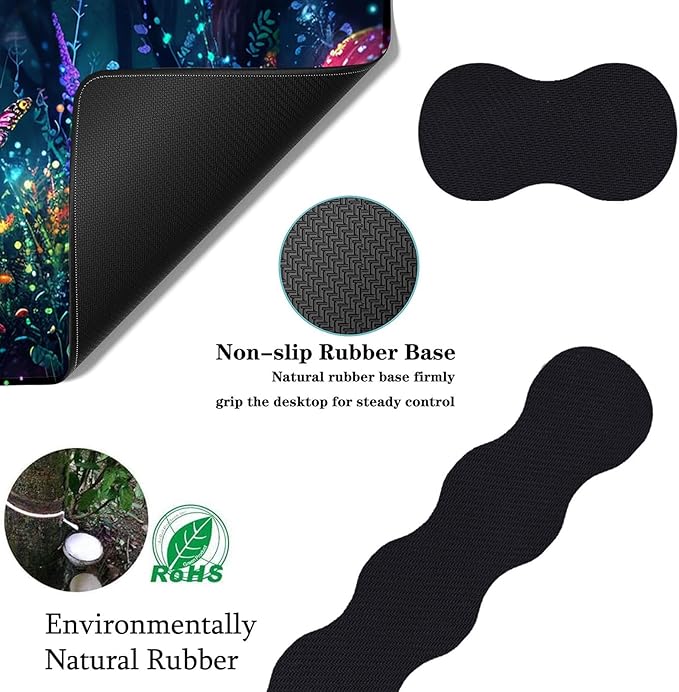 Keyboard Wrist Rest+Mouse Wrist Pad+Desk Pad SetMemory Foam Ergonomic Easy Typing Pain Relief for Computer Laptop Office Home - Mushrooms and Butterflies
