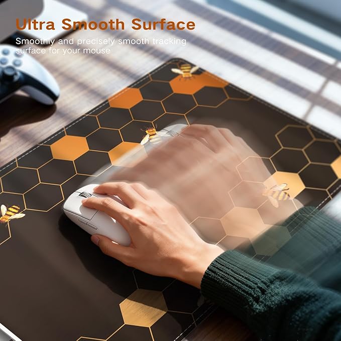 iCasso Heated Desk Pad XXL Heated Mouse Pad Hand Warmer 35.4 x 15.7 Warm Desk Protector Mat with 4 Heating Levels for Computer Keyboard Large Mousepad for Home Office Work (Honeycomb)