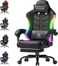 GTPLAYER Gaming Chair Ergonomic Computer Office Chairs for Adults with Footrest Height Adjustable Linkage Armrests 90-155° Recline &amp Headrest Lumbar Support RGB Black
