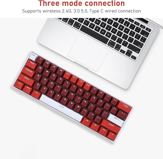 ciciglow Gaming Keyboard 2.4G / BT3.0 5.0/Type C Wired Mechanical Keyboard RGB Backlit 61 Keys Blue Switch Computer Keyboard for for for Android for iOS