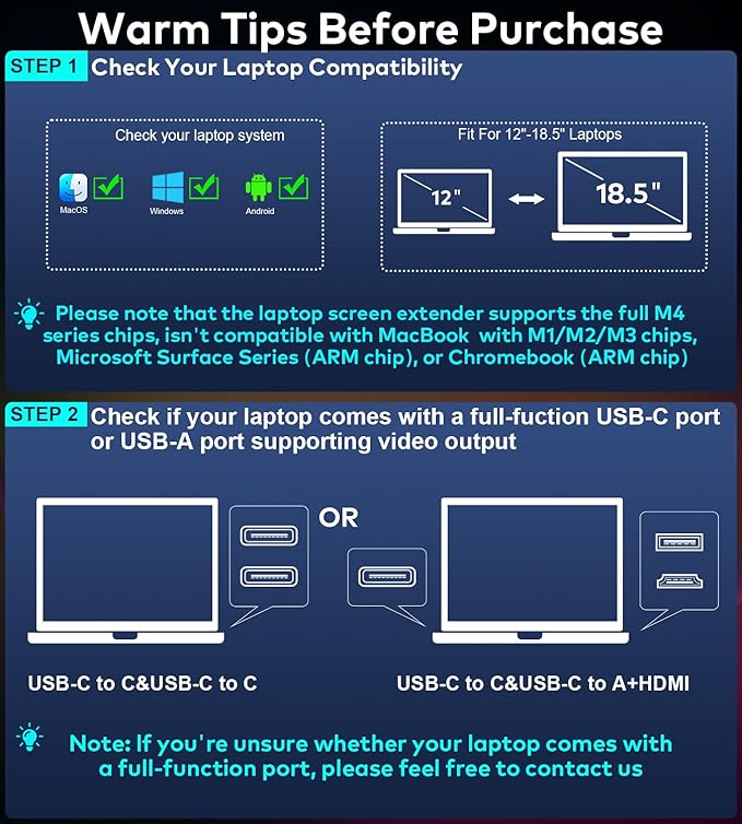 16 Laptop Screen Extender 1200P FHD Triple Portable Laptop Monitor Extender for 12-18.5 Laptops 16:10 Aspect Ratio Rotation Screen Compatible with MacOS Wins Chrome Surface