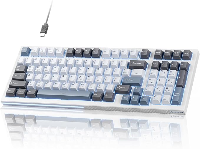 KEMOVE K98SE Mechanical Gaming Keyboard 98 Keys LED Backlit Programmable 96% Wired Computer Keyboard with Double Sound Dampening Foam Pre-lubed Brown Switch