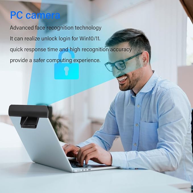 Hello Webcam 080P 30FPS HD Facial Recognition Camera for 10 11 Business USB Webcam with 80°Viewing Angle Used for Online Calling Conference Webcasting
