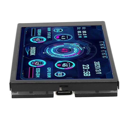 ZASCHMOY Computer Temperature Monitor Small Screen Display for aida64 PC CPU Data Monitor Easy to Use for Computer Enthusiasts 3.5 USB (Black)