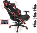 Goplus Gaming Massage Office Chair High Back PU Leather Adjustable Arms Headrest Ergonomic Reclining Racing Chair Rolling Swivel Executive Computer Chair