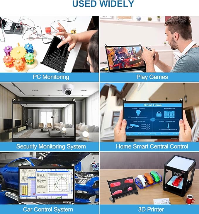 7 Inches Touchscreen Monitor HD 1024×600 IPS LCD Capacitive Touch Screen Compatible with R Pi 4B/3B+/3B/2/1B+/Zero Ora Pi 5 Por/3 Plus/3B/4B Ban Pi and Windows 10/8/7 (CX-070-A2 US)