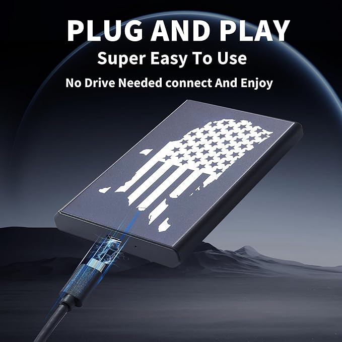 Plicnla Portable External Hard Drive 500GBUSB 3.0 USB-C Storage Expansion for PC Mac Desktop Laptop PS4/5 Xbox One X/S Xbox 360 (National Flag)