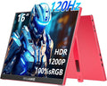 WUAWE 16 inch Portable Laptop Monitor 100% sRGB Portable Gaming Monitor with Built-in Stand HDR and Freensync External USB C Monitor for Laptop PC Phone Switch and PS5(Red)